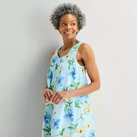 Adonna Womens Poplin Scoop Neck Nightgown