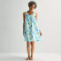 Adonna Womens Poplin Scoop Neck Nightgown