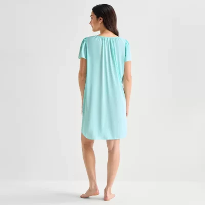 Adonna Womens Short Sleeve Round Neck Nightgown