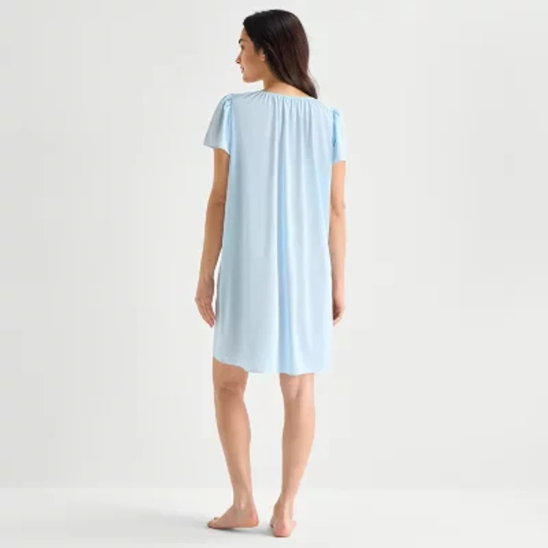 Adonna Womens Short Sleeve Round Neck Nightgown