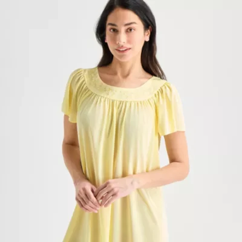 Adonna Womens Short Sleeve Round Neck Nightgown