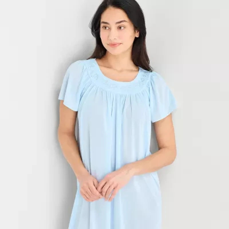 Adonna Womens Short Sleeve Round Neck Nightgown