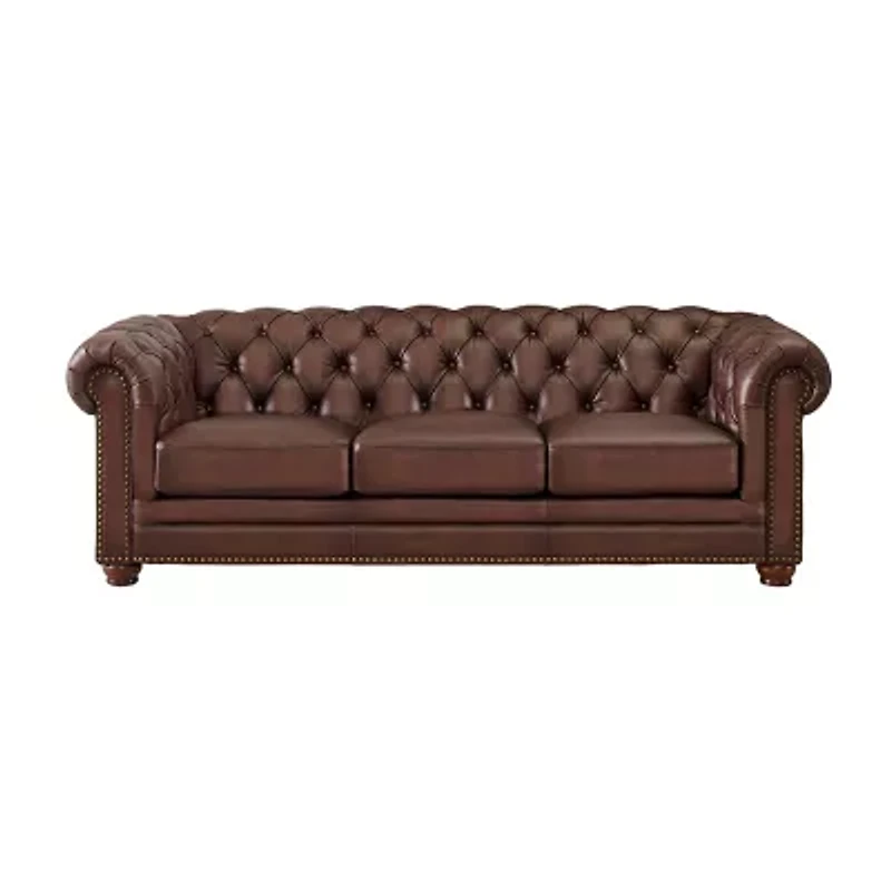 Aliso Leather Roll-Arm Sofa