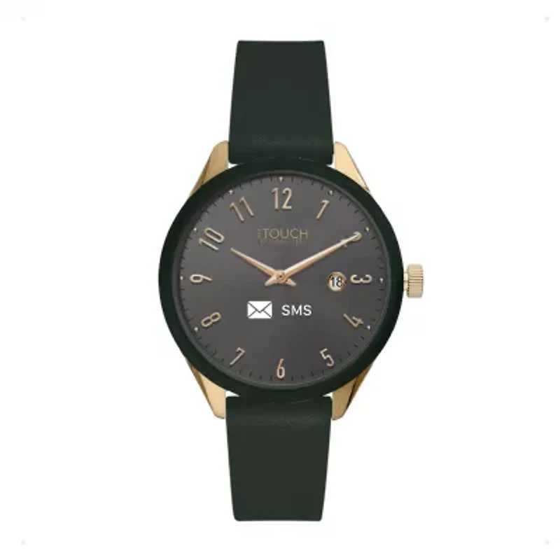 iTouch Connected for Women: Gold Case with Olive Leather Strap Hybrid Smartwatch (38mm) 13914G-51-D22