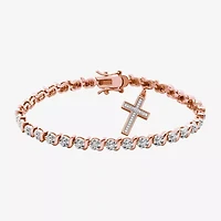 Sparkle Allure Womens Natural Diamond Accent Cross 7.25 Inch Tennis Bracelet