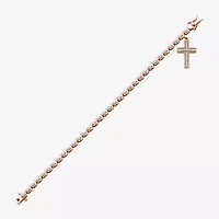 Sparkle Allure Womens Natural Diamond Accent Cross 7.25 Inch Tennis Bracelet