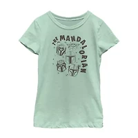 The Mandalorian Little & Big Kid Girls Crew Neck Short Sleeve Regular Fit Star Wars Graphic T-Shirt