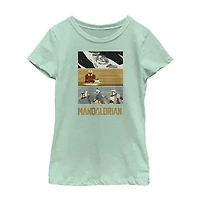 The Mandalorian Little & Big Kid Girls Crew Neck Short Sleeve Regular Fit Star Wars Graphic T-Shirt
