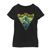 The Mandalorian Little & Big Kid Girls Crew Neck Short Sleeve Regular Fit Star Wars Graphic T-Shirt