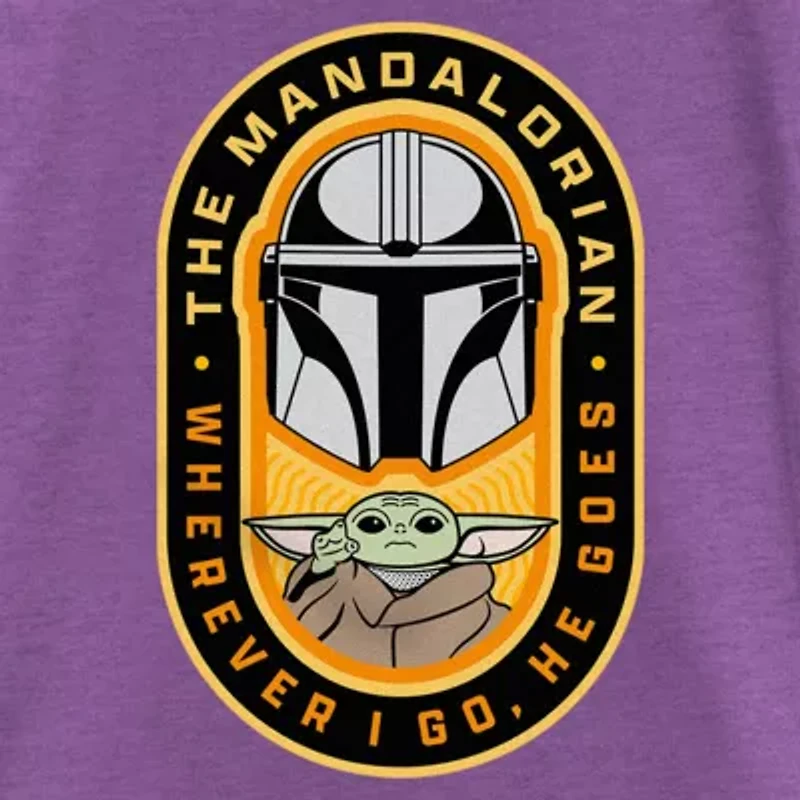 The Mandalorian Little & Big Kid Girls Crew Neck Short Sleeve Regular Fit Star Wars Graphic T-Shirt