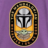 The Mandalorian Little & Big Kid Girls Crew Neck Short Sleeve Regular Fit Star Wars Graphic T-Shirt