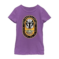 The Mandalorian Little & Big Kid Girls Crew Neck Short Sleeve Regular Fit Star Wars Graphic T-Shirt