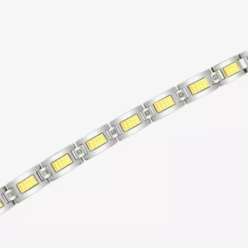 Mens Stainless Steel Round 8 1/2 Inch Link Bracelet