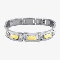 Mens Stainless Steel Round 8 1/2 Inch Link Bracelet