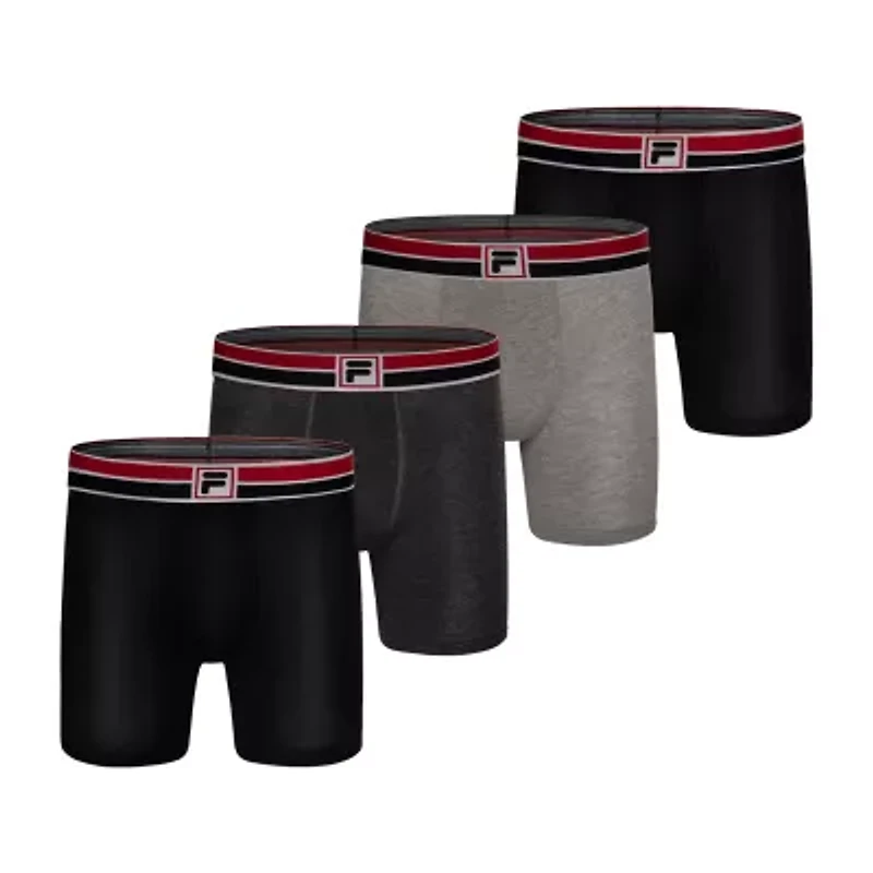 FILA Ultra Soft Stretch No Fly Mens 4 Pack Boxer Briefs Fm412bxcs15-020