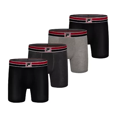 FILA Ultra Soft Stretch No Fly Mens 4 Pack Boxer Briefs Fm412bxcs15-020
