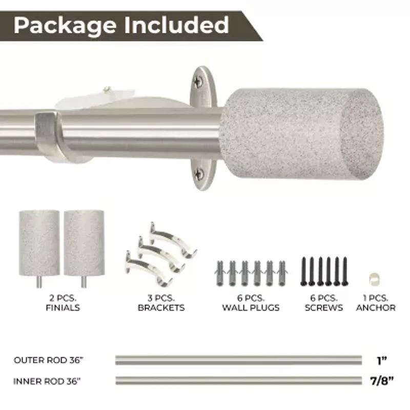 Deco Window Barrel Marbel 1 IN Curtain Rod