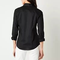 Liz Claiborne Wrinkle Free Womens Long Sleeve Vent Regular Fit Button-Down Shirt