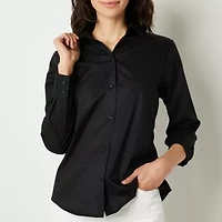 Liz Claiborne Wrinkle Free Womens Long Sleeve Vent Regular Fit Button-Down Shirt