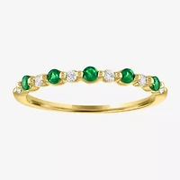 Modern Bride Lab-Created Gemstone and 1/10 CT.T.W. Lab-Grown Diamond 2MM Wedding Band 10K Gold