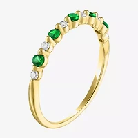 Modern Bride Lab-Created Gemstone and 1/10 CT.T.W. Lab-Grown Diamond 2MM Wedding Band 10K Gold