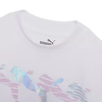 PUMA Big Kid Girls Crew Neck Short Sleeve Boxy Fit Graphic T-Shirt