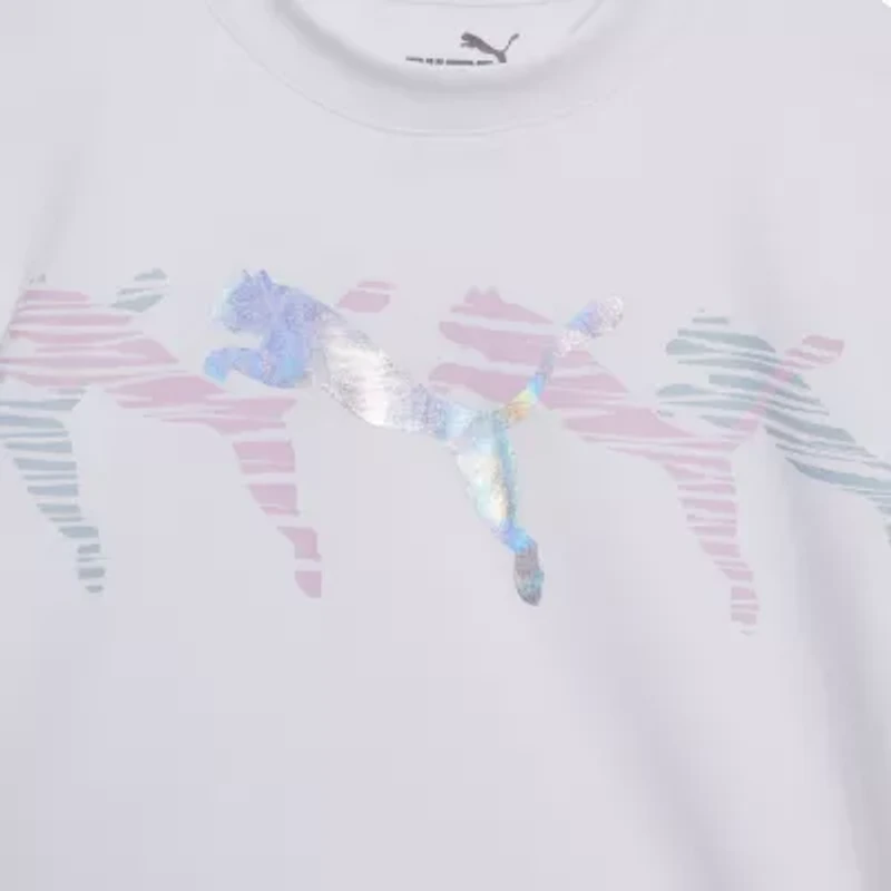 PUMA Big Kid Girls Crew Neck Short Sleeve Boxy Fit Graphic T-Shirt