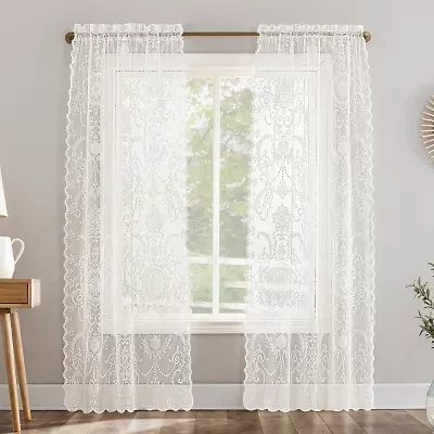 No 918 Nina Lace Rod Pocket Sheer Set of 2 Curtain Panel