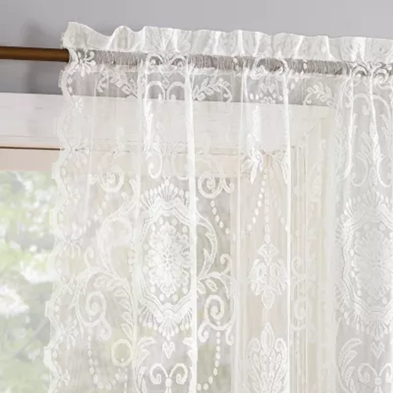 No 918 Nina Lace Rod Pocket Sheer Set of 2 Curtain Panel
