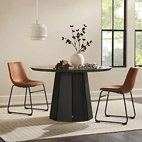 Walker Edison Round Wood-Top Dining Table