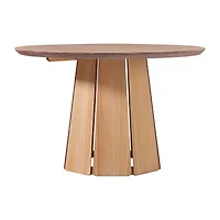 Walker Edison Round Wood-Top Dining Table