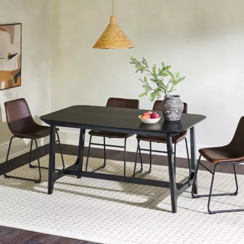 Walker Edison Rectangular Wood-Top Dining Table