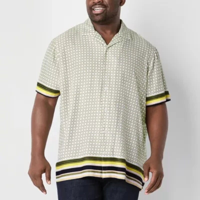 Shaquille O'Neal XLG Mens Short Sleeve Regular Fit Big and Tall Button-Down Shirt