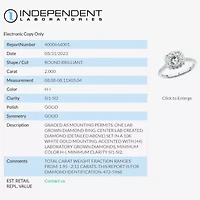 (H-I / Si1-Si2) Womens 2 CT. T.W. Lab Grown White Diamond 10K Gold Round Side Stone Halo Engagement Ring