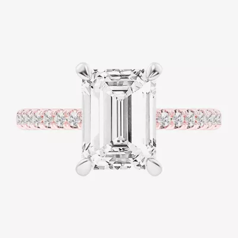 G-H / Si1-Si2 Womens 4 1/4 CT. T.W. Lab Grown White Diamond 14K Rose Gold Side Stone Engagement Ring