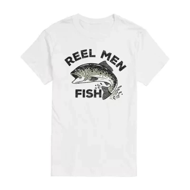 Mens Short Sleeve Reel Men Fish Graphic T-Shirt