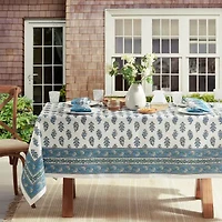 Elrene Home Fashions Tropez Block Print Stain & Water Resistant Indoor/Outdoor Tablecloth