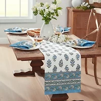 Elrene Home Fashions Tropez Block Print Stain & Water Resistant Indoor/Outdoor Table Runner