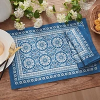 Elrene Home Fashions Vietri Medallion Block Print Stain & Water Resistant Indoor/Outdoor 4-pc. Placemat