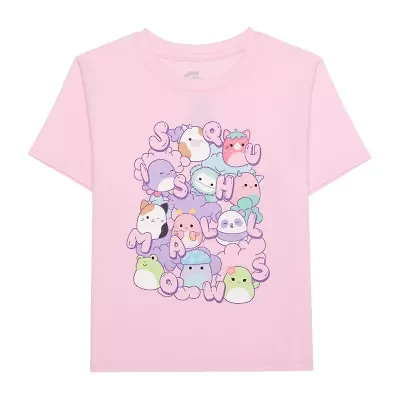 Little & Big Kid Girls Crew Neck Short Sleeve Regular Fit Squishmallows Graphic T-Shirt