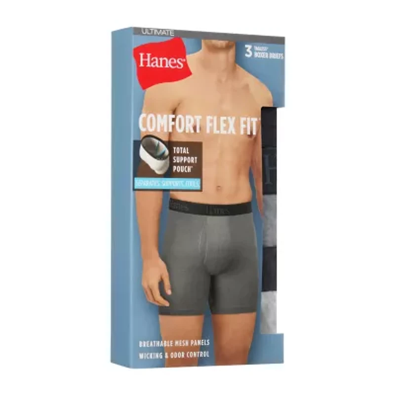 Hanes Mens 3 Pack Support Pouch Boxer Briefs Ufsbq3
