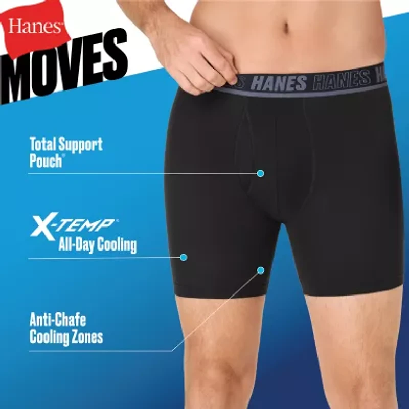 Hanes® Men's Ultimate 3-Pack Moves X-TEMP® Cotton Stretch Boxer Brief Underwear with Total Support Pouch™ Um6ba3