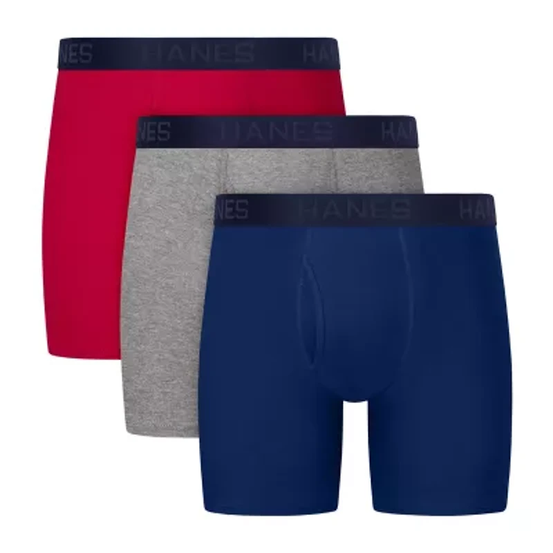 Hanes Mens 3 Pack Boxer Briefs Ubbbb3
