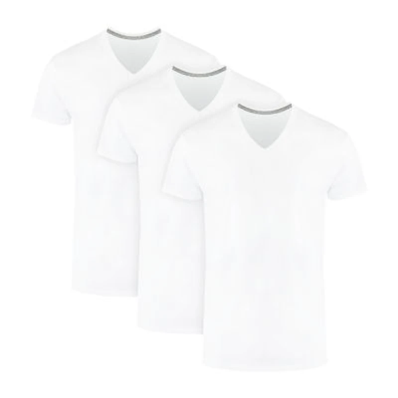 Hanes Mens 3 Pack Short Sleeve V Neck Moisture Wicking T-Shirt