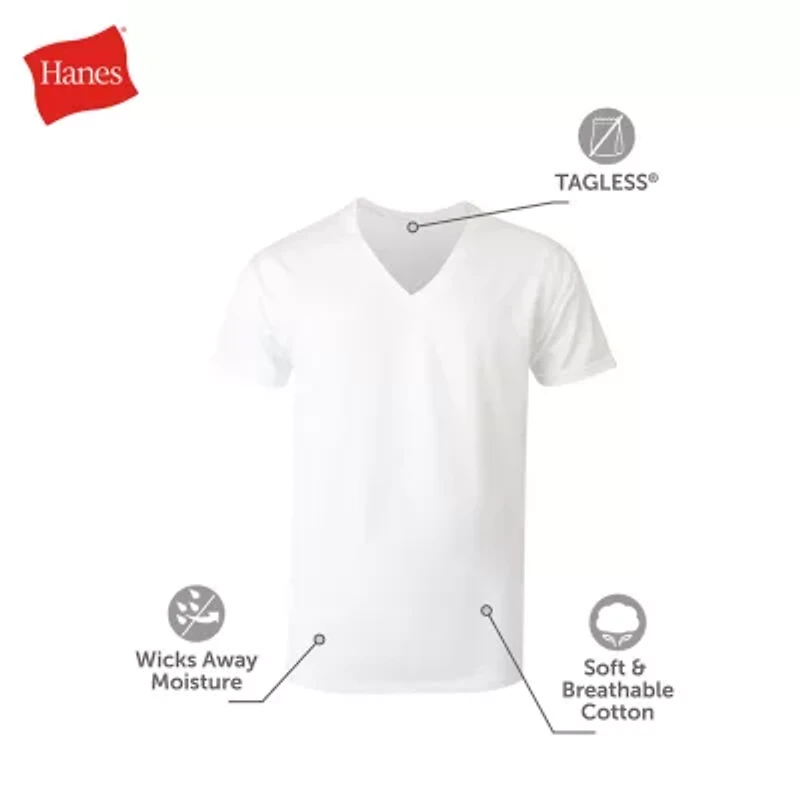 Hanes Mens 3 Pack Short Sleeve V Neck Moisture Wicking T-Shirt