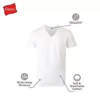 Hanes Mens 3 Pack Short Sleeve V Neck Moisture Wicking T-Shirt