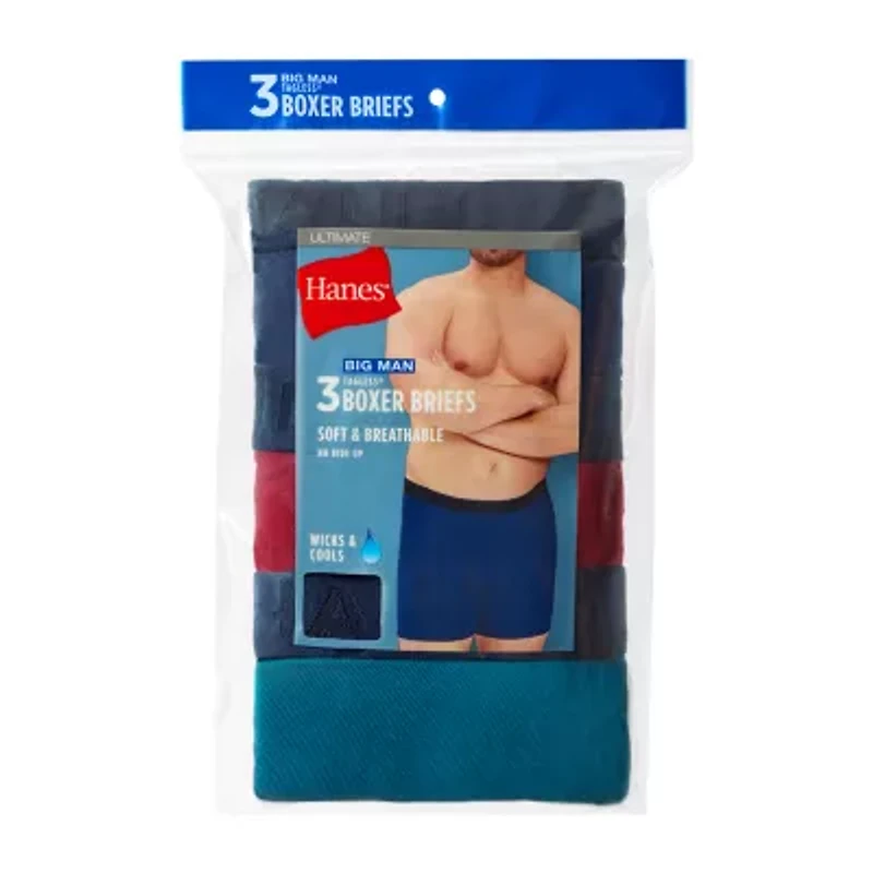 Hanes® Men's Big & Tall Ultimate 3-Pack ComfortSoft® Boxer Briefs Underwear 7704b3