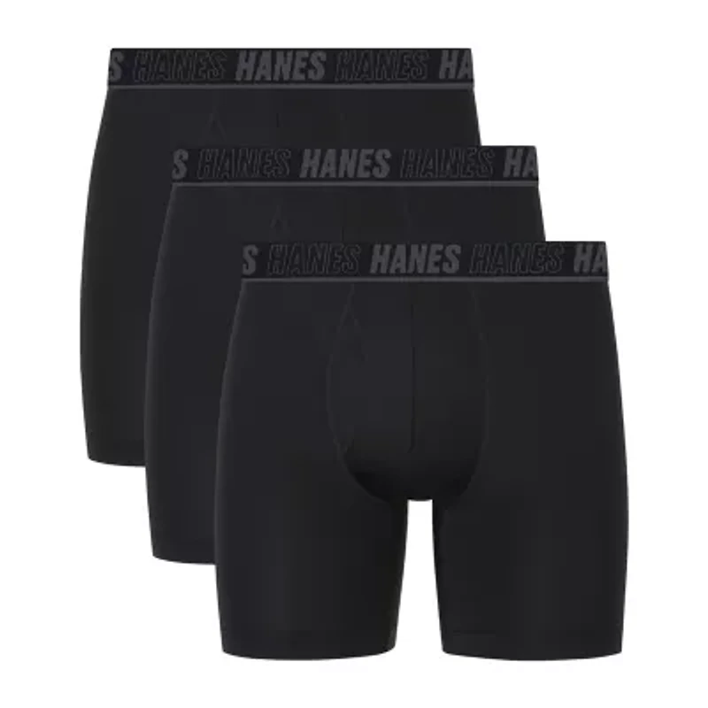 Hanes® Men's Ultimate 3-Pack Moves X-TEMP® Performance Regular Leg Boxer Briefs Underwear with Total Support Pouch™ Umsbh3