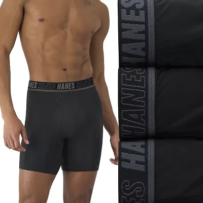 Hanes® Men's Ultimate 3-Pack Moves X-TEMP® Performance Regular Leg Boxer Briefs Underwear with Total Support Pouch™ Umsbh3