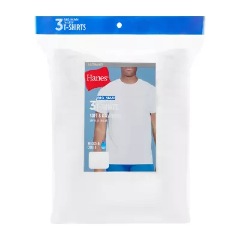 Hanes® Men's Big & Tall Ultimate 3-Pack ComfortSoft® Crewneck T-Shirts Undershirts 787BM3